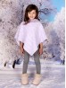 Kids Soft Faux Fur Poncho W/  Weave Pattern and Faux Fur Neckline (3-7 Years Old) 